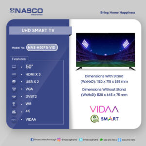 Nasco 50inch UHD Smart Flat TV