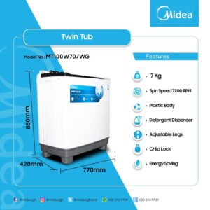 MIDEA 7KG TWIN TUB WASHING MACHINE